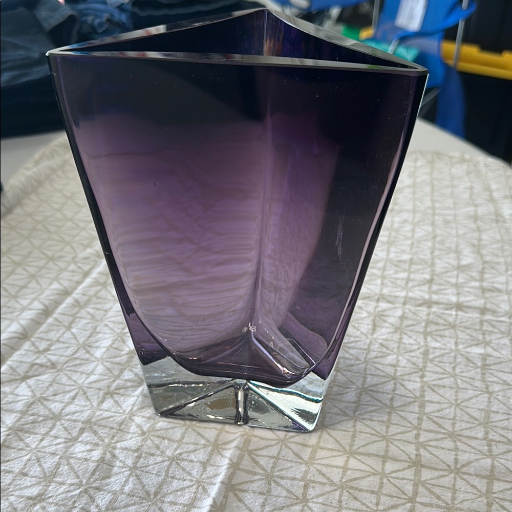 Crate&Barrel Purple Geometric Glass Vase